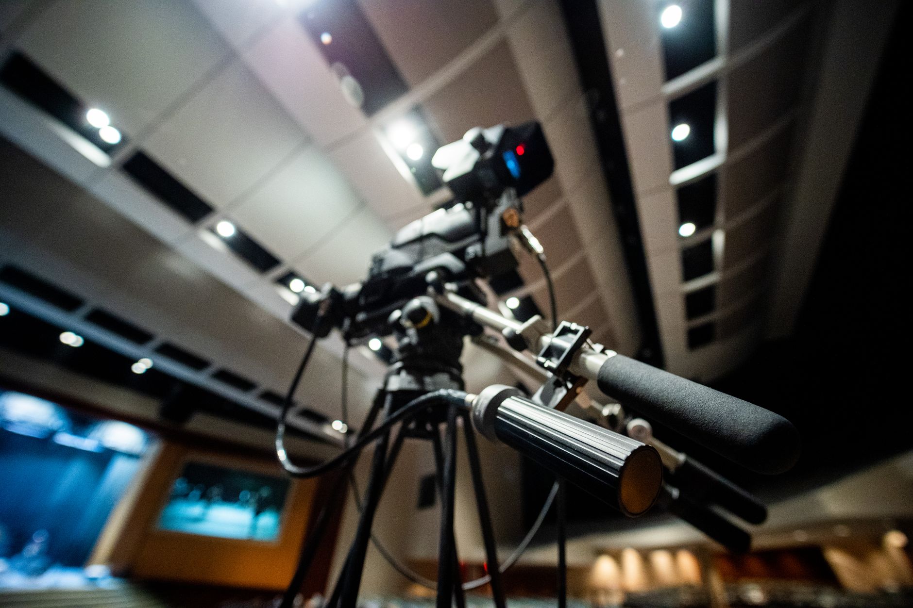 Production crew setting rig